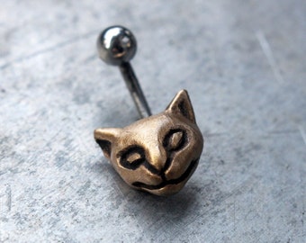 Belly button jewelry cat, titanium or surgical steel bar