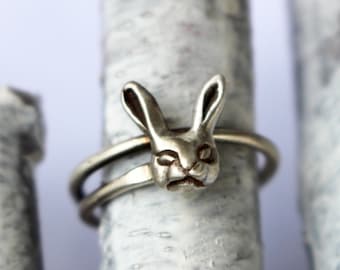 Sterling silver bunny rabbit ring
