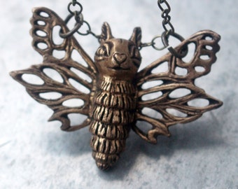 Flying squirrel moth necklace
