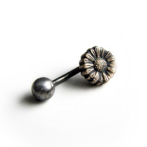 Sunflower belly ring, titanium or surgical steel bar