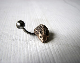 Hedgehog belly button ring, titanium or surgical steel bar