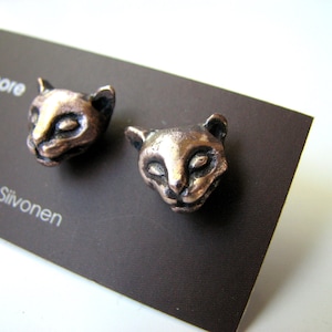 Cat earrings, bronze and titanium earrings  dangling or studs