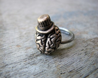 Steampunk brain ring, thinking cap