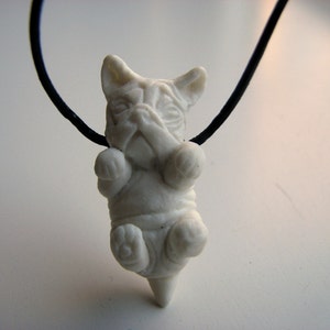 French bulldog puppy porcelain necklace