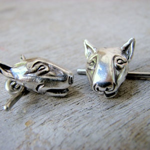 Bullterrier dog cuff links in silver and titanium image 4