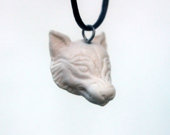 Wolf porcelain pendant