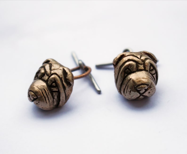 Shar pei dog head cuff links image 4