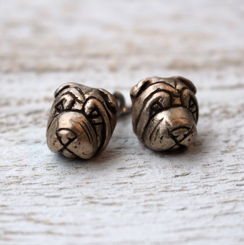 Shar pei dog head cuff links image 1