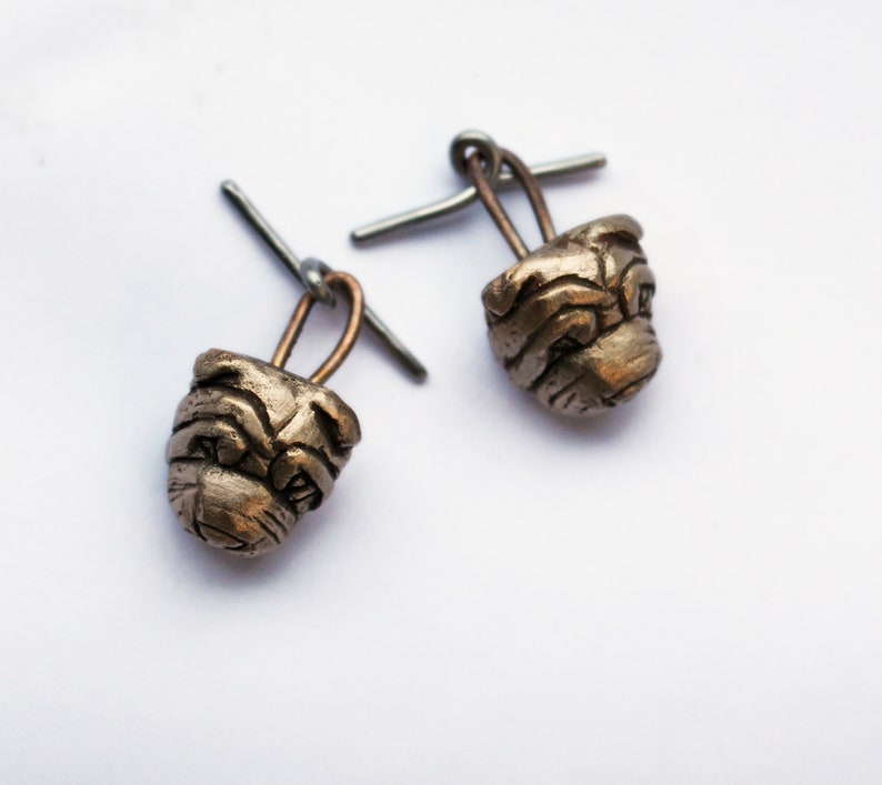 Shar pei dog head cuff links image 3