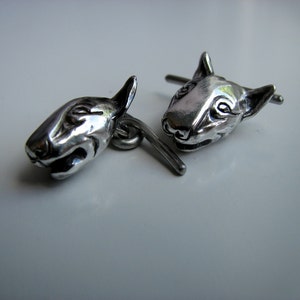 Bullterrier dog cuff links in silver and titanium image 2