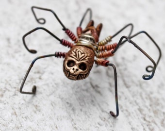 Large skull spider earring titanium dangle