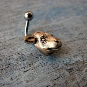 Cow head belly button ring, titanium or surgical steel bar image 5