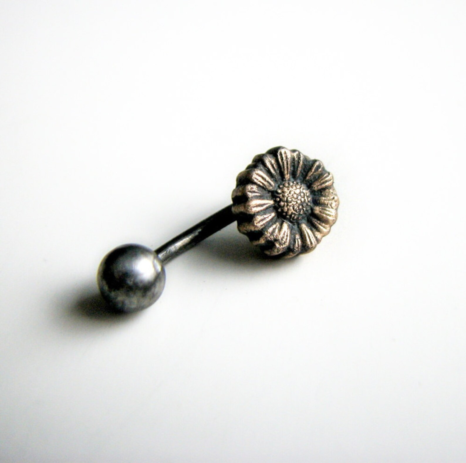 Sunflower Belly Ring Titanium or Surgical Steel Bar Etsy