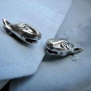 Bullterrier dog cuff links in silver and titanium image 5