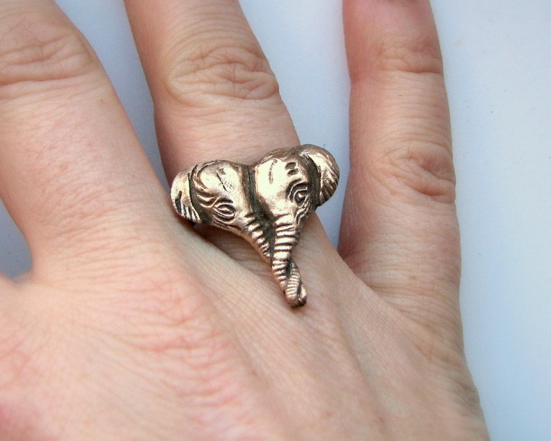 Elephant Ring Elephants in Love Heart Ring - Etsy