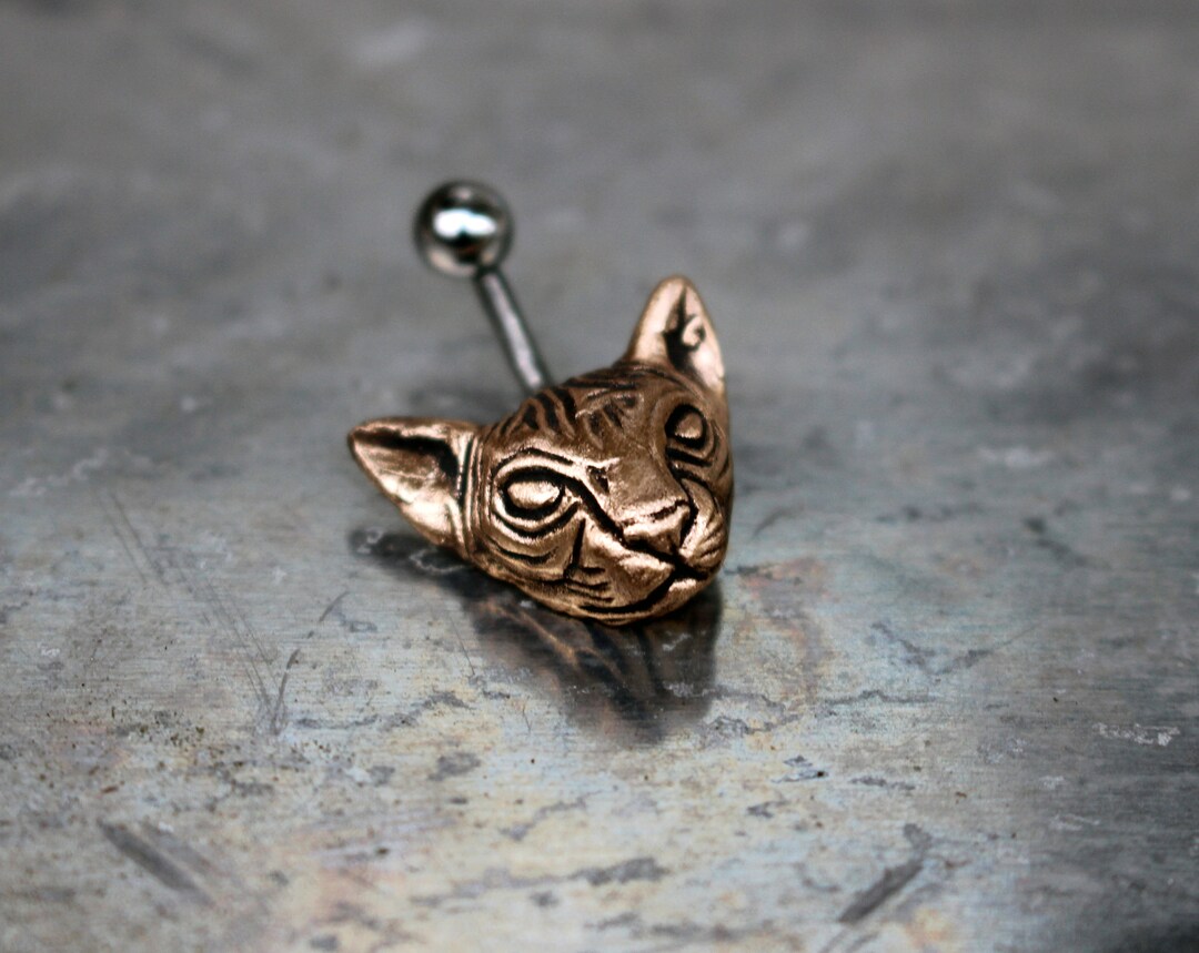 Sphynx Cat Belly Ring Piercing, Titanium or Surgical Steel Bar Etsy