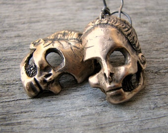 Barbie skull earrings titanium & sculptured bronze
