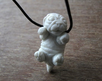 Pug puppy necklace porcelain