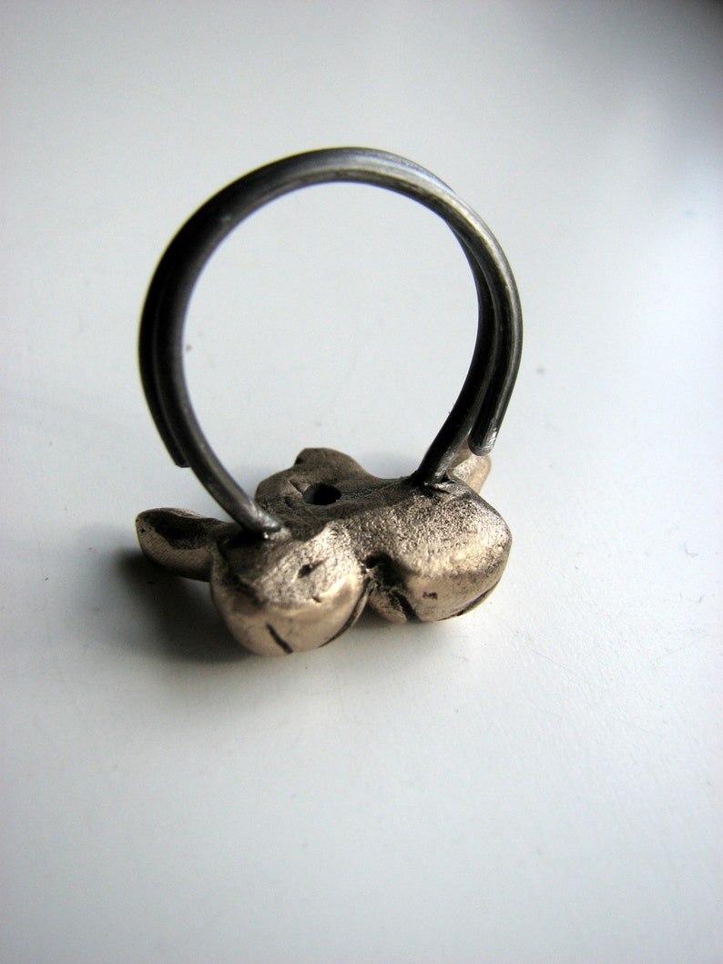 Golden rabbit ring bronze & stainless steel Etsy
