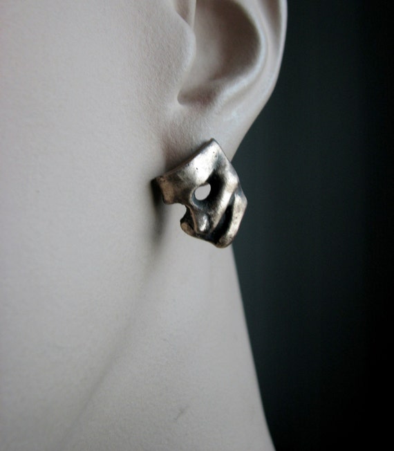 Comedy & tragedy, theatre mask earrings, titanium earrings