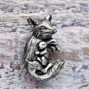 Sterling silver Fox and rabbit necklace
