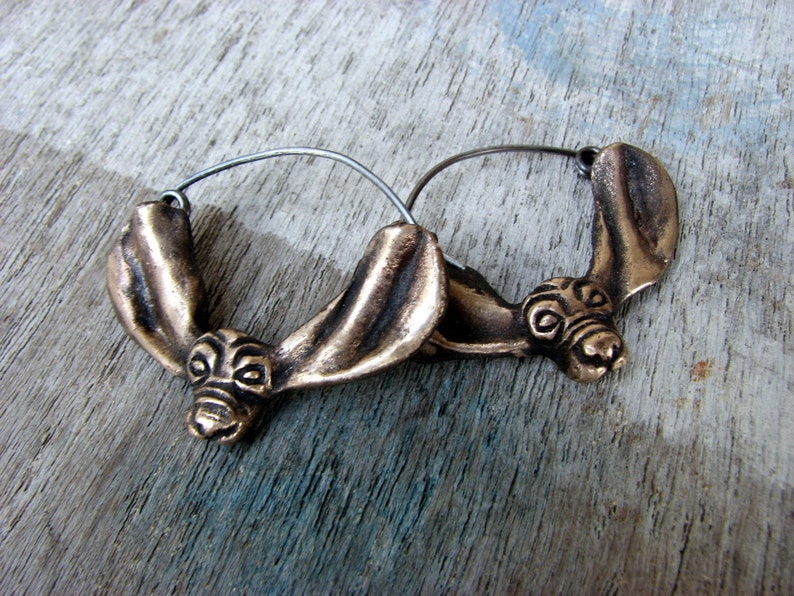 Basset hound earrings titanium & bronze image 5