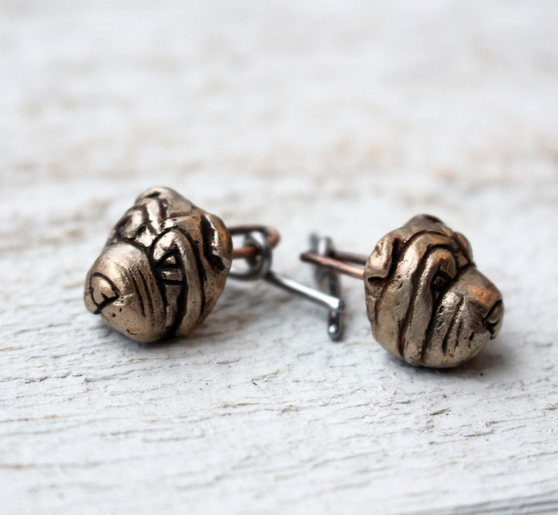 Shar pei dog head cuff links image 6