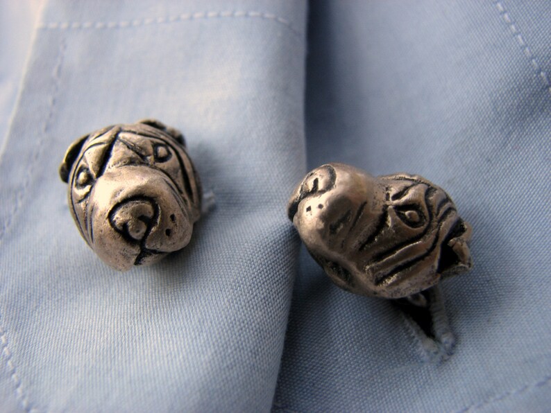 Shar pei dog head cuff links image 5