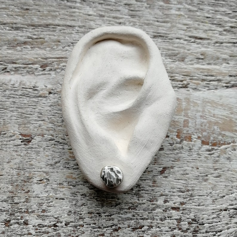 Hammered fine silver nuggets titanium post earrings image 6