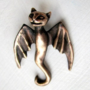 Bat cat pendant bronze sculpture