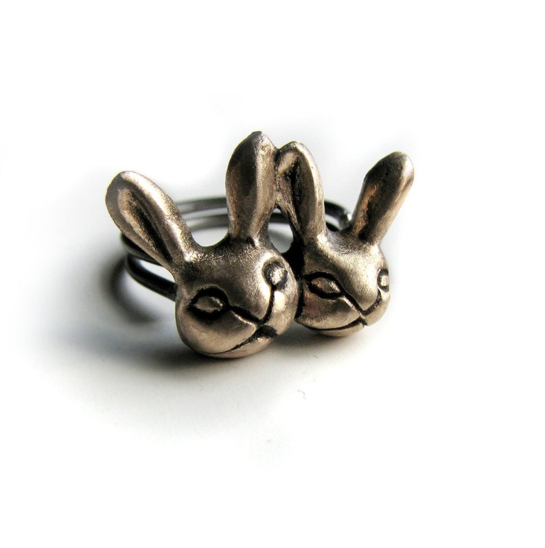 Golden rabbit ring bronze & stainless steel Etsy