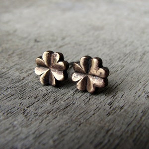 Four leaf clover earrings bronze and titanium earrings
