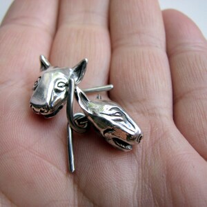 Bullterrier dog cuff links in silver and titanium image 3