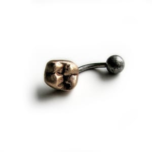 Belly button jewelry human tooth, titanium or surgical steel bar