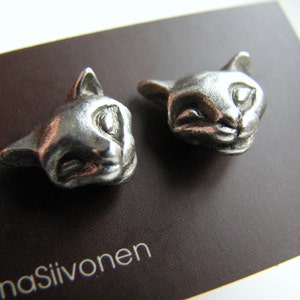 Silver cat earrings niobium or titanium post image 5