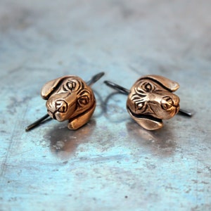 Beagle dog earrings, bronze and titanium earrings