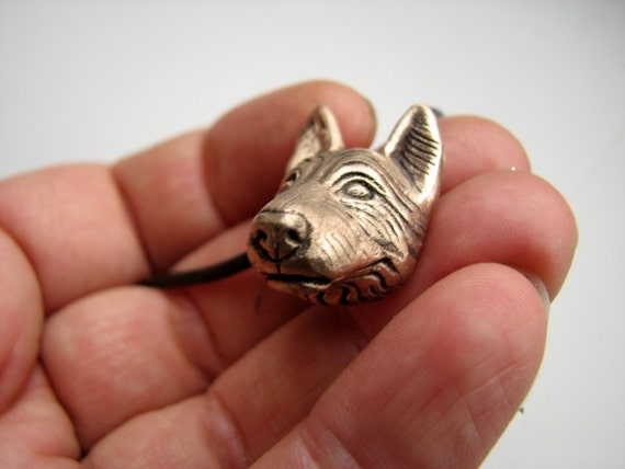 German Shepherd Dog Head Charm Pendant Necklace - Gold Or Silver Tone - View #10