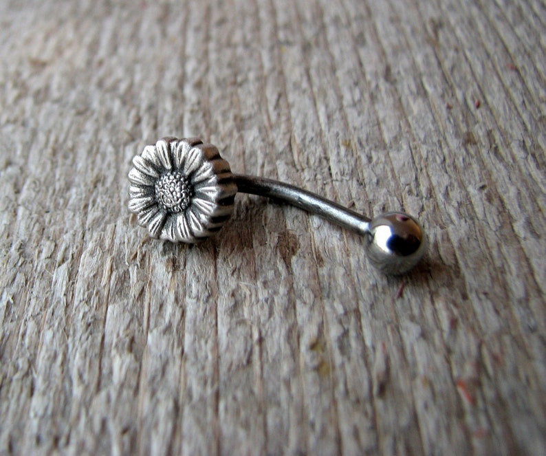 Daisy Flower Jewelry Belly Button Ring Etsy