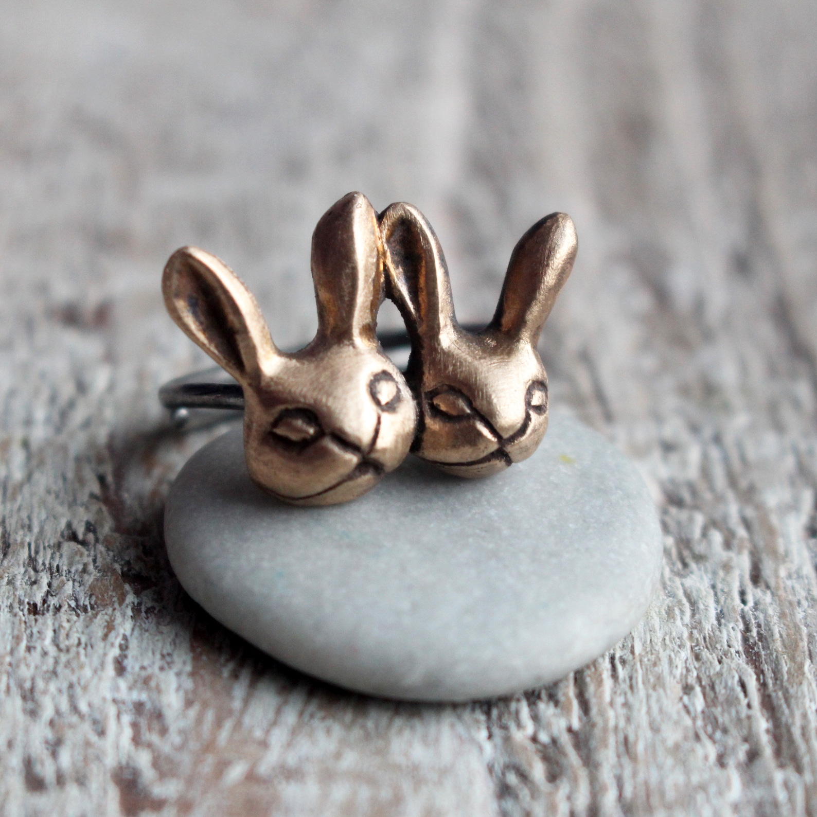 Golden Rabbit Ring Bronze & Stainless Steel - Etsy
