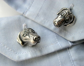 Silver weimaraner cuff links