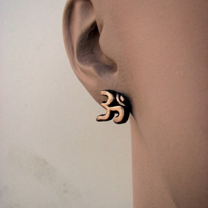 ohm om ahm yoga earrings bronze & surgical steel image 3