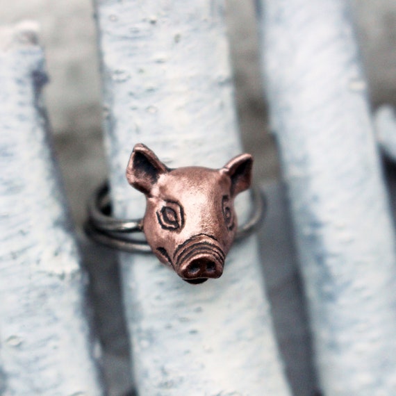 Pig Head Ring - Etsy