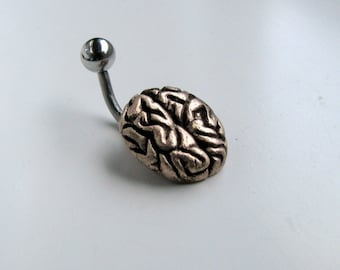 Belly button ring brain, titanium or surgical steel bar