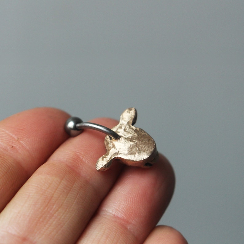 Cow head belly button ring, titanium or surgical steel bar image 6