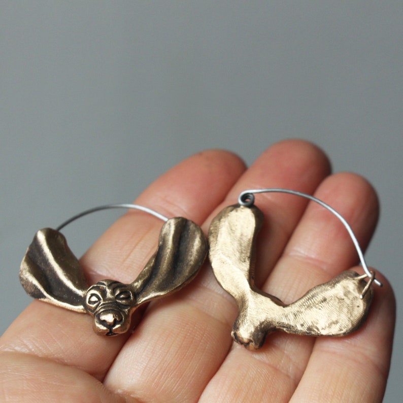 Basset hound earrings titanium & bronze image 4