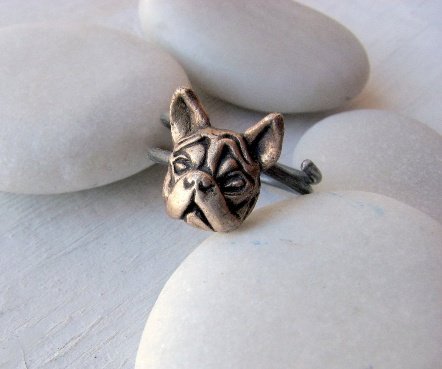 ハンドメイド パグ フレンチブルドッグ 犬シルバーリング指輪 silver925 ハンドメイド パグ フレンチブルドッグ 犬シルバーリング指輪