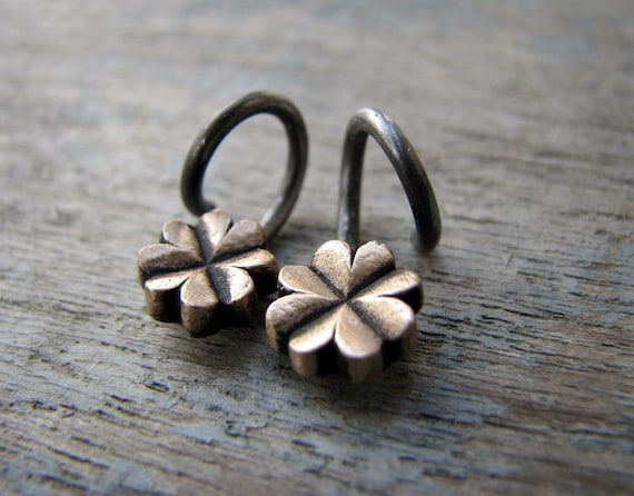 Lucky clover hoops 14 gauged earrings
