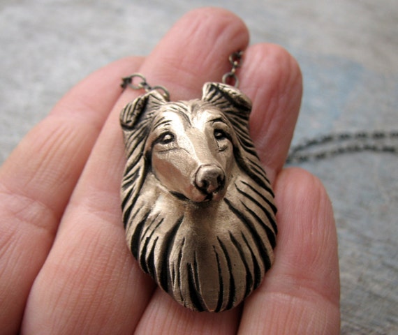 Brosche mit Collie Shetland Sheepdog Für alle Hundeliebhaber Tibet Silber