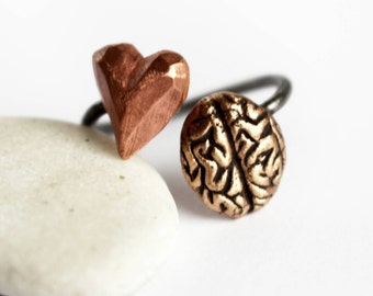 Mind and heart ring, I love brains ring