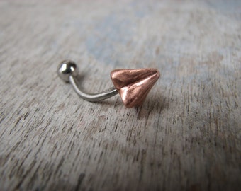 Arrow head belly button jewelry, titanium or surgical steel bar